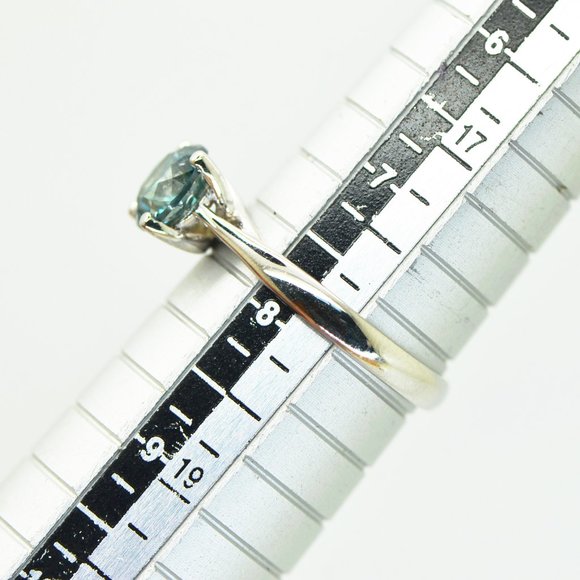 Blue Diamond Solitaire Engagement Ring Round Shape 1.57 Carat 14K White Gold - Picture 5 of 8